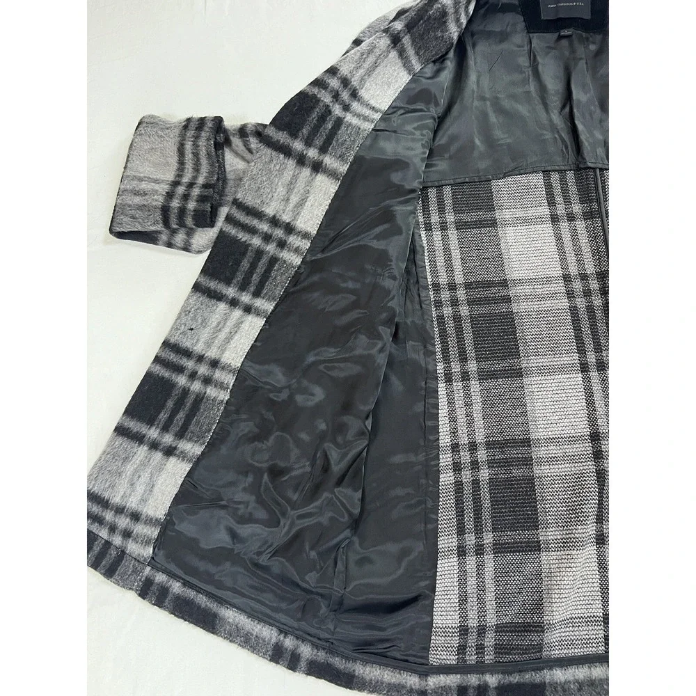 John Varvatos Carsen Coat Plaid Jacket‎ Wool Blend | Black Gray | Size Large